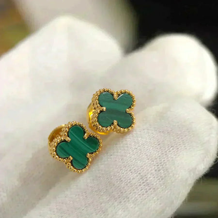 [Clover Jewelry]CLOVER MINI 9.5MM MALACHITE  EARRINGS