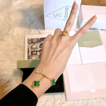 [Clover Jewelry] CLOVER 5 MOTIF MALACHITE BRACELET COLLECTION