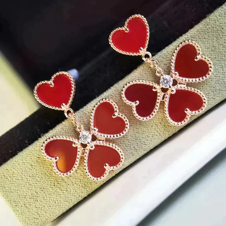 [Clover Jewelry]SWEET CLOVER CARNELIAN EARRINGS