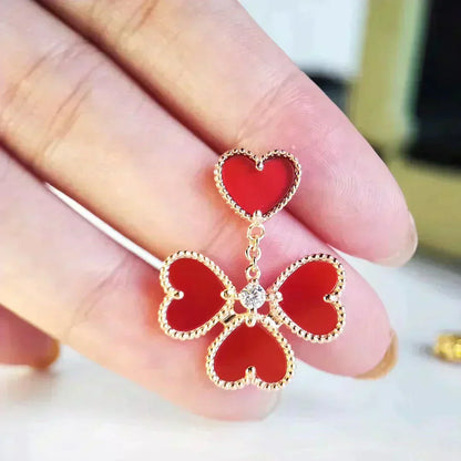 [Clover Jewelry]SWEET CLOVER CARNELIAN EARRINGS