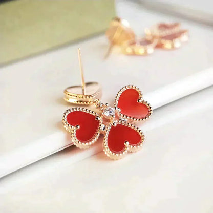 [Clover Jewelry]SWEET CLOVER CARNELIAN EARRINGS