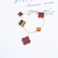 [Clover Jewelry]CLOVER BRACELET 5 MOTIFS CARNELIAN TIGER EYE