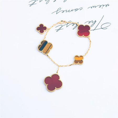 [Clover Jewelry]CLOVER BRACELET 5 MOTIFS CARNELIAN TIGER EYE
