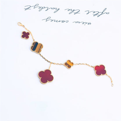 [Clover Jewelry]CLOVER BRACELET 5 MOTIFS CARNELIAN TIGER EYE