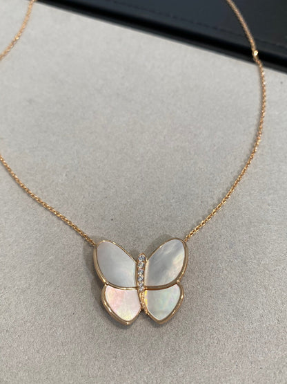 [Clover Jewelry]BUTTERFLY GOLD MOP DIAMOND NECKLACE
