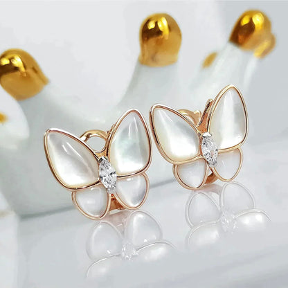 [Clover Jewelry]BUTTERFLY MOP DIAMOND EARRINGS