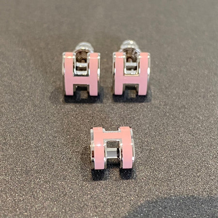 [Clover Jewelry]MINI POP H SILVER EARRINGS PINK