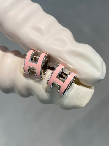 [Clover Jewelry]MINI POP H SILVER EARRINGS PINK