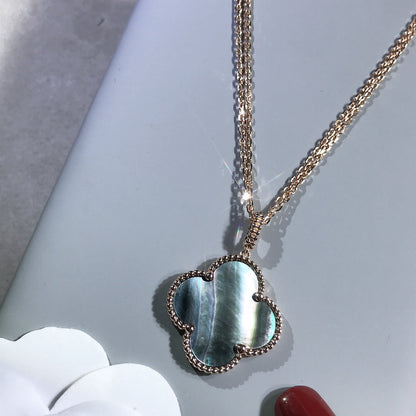 [Clover Jewelry]CLOVER 25MM GOLD DARK MOP BIG CLOVER NECKLACE