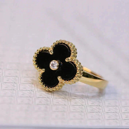 [Clover Jewelry]CLOVER ONYX RING GOLD DIAMOND