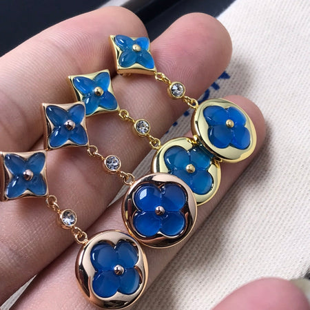 [Clover Jewelry]STAR AND SUN AGATE DIAMOND EARRINGS