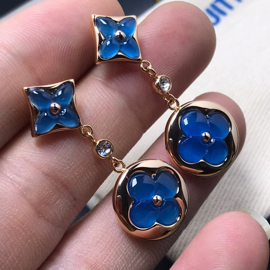 [Clover Jewelry]STAR AND SUN AGATE DIAMOND EARRINGS
