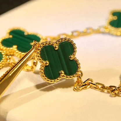 [Clover Jewelry]CLOVER 5 MOTIFS MALACHITE BRACELET