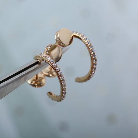 [Clover Jewelry]JUSTE EARRINGS 12.75MM PINK GOLD DIAMOND