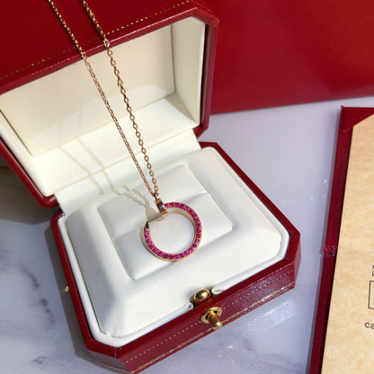 [Clover Jewelry]JUSTE NECKLACE RED FULL DIAMONDS