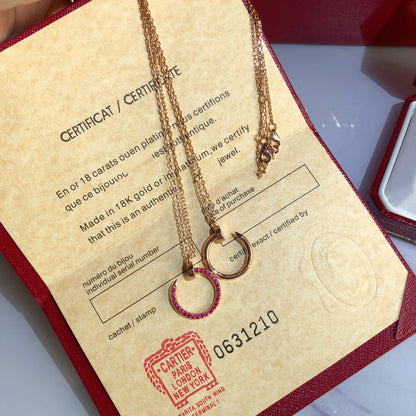 [Clover Jewelry]JUSTE NECKLACE RED FULL DIAMONDS