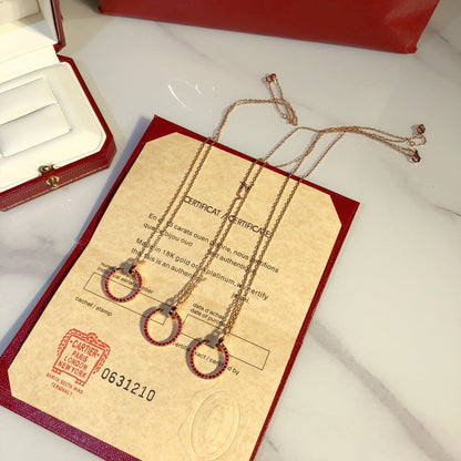 [Clover Jewelry]JUSTE NECKLACE RED FULL DIAMONDS