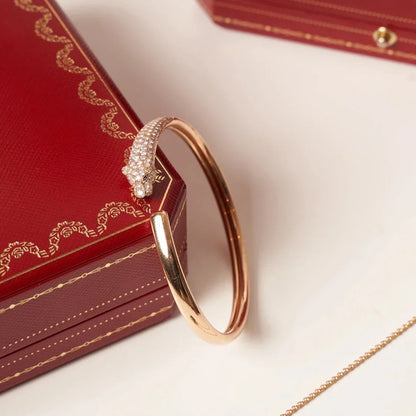 [Clover Jewelry]PANTHERE HALF DIAMOND OPEN BRACELET