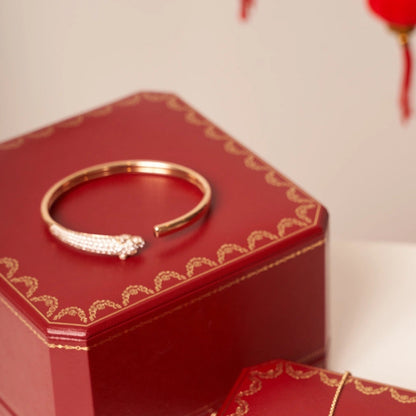 [Clover Jewelry]PANTHERE ROSE GOLD DIAMOND OPEN BRACELET