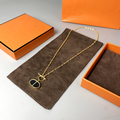 [Clover Jewelry]CHAINE VERSO BLACK CERAMIC NECKLACE