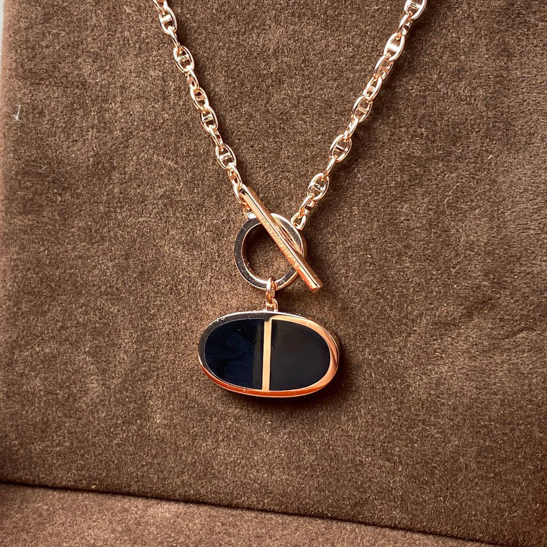 [Clover Jewelry]CHAINE VERSO BLACK CERAMIC NECKLACE