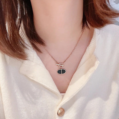 [Clover Jewelry]CHAINE VERSO BLACK CERAMIC NECKLACE