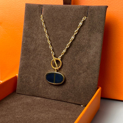 [Clover Jewelry]CHAINE VERSO BLACK CERAMIC NECKLACE