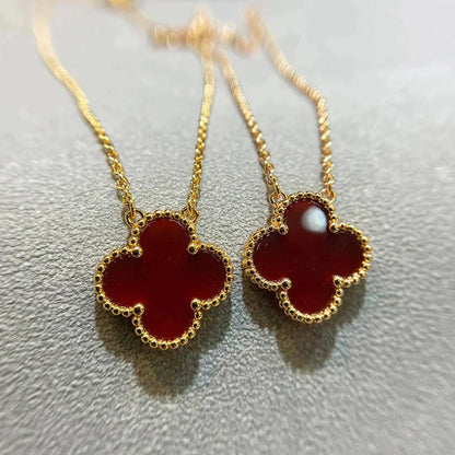 [Clover Jewelry]CLOVER 15MM CARNELIAN SINGLE FLOWER NECKLACE