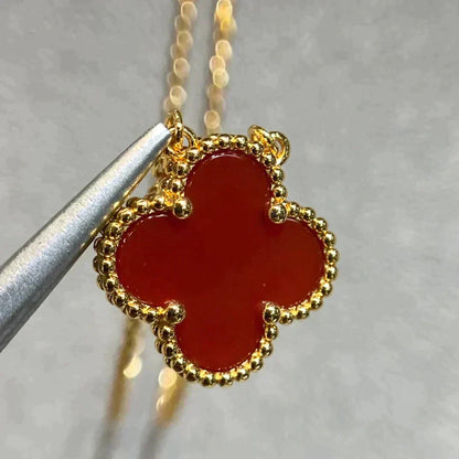 [Clover Jewelry]CLOVER 15MM CARNELIAN SINGLE FLOWER NECKLACE