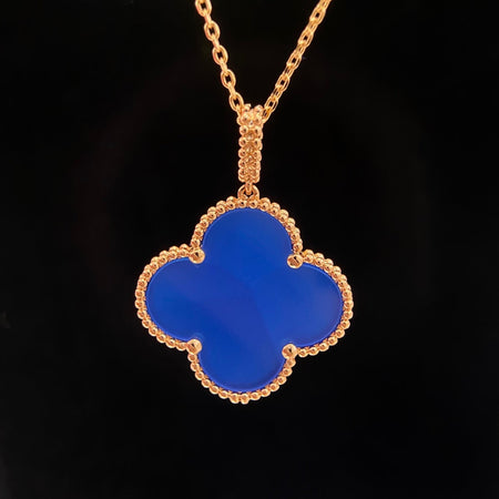 [Clover Jewelry]CLOVER 25MM NECKLACE TURQUOISE ROSE GOLD