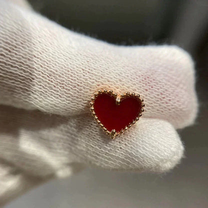 [Clover Jewelry]HEART CARNELIAN STUD EARRINGS