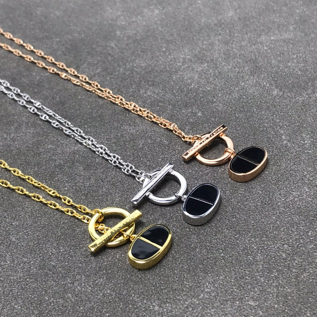 [Clover Jewelry]CHAINE VERSO BLACK CERAMIC  NECKLACE
