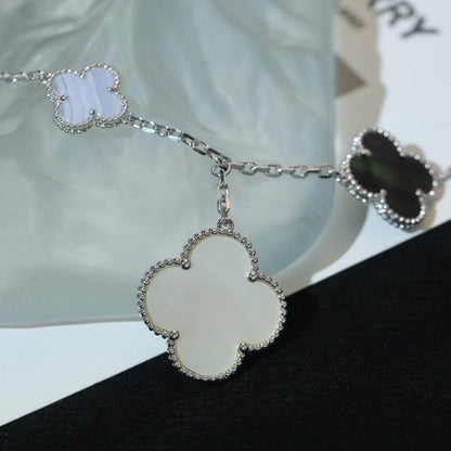 [Clover Jewelry]CLOVER BRACELET 5 MOTIFS MOP CHALCEDONY SILVER