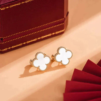 [Clover Jewelry]CLOVER MEDIUM 1 MOTIFS  WHITE MOP STUD EARRINGS