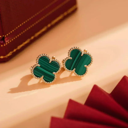 [Clover Jewelry]CLOVER MEDIUM 1 MOTIFS MALACHITE  EARRINGS