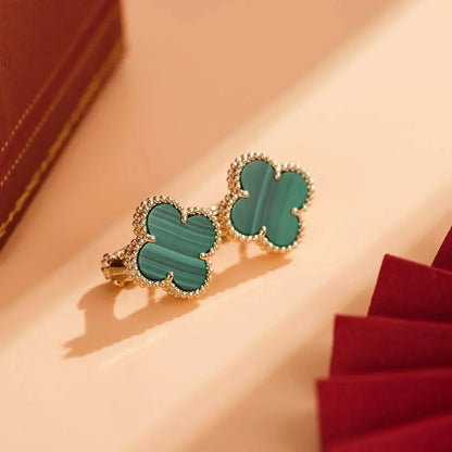[Clover Jewelry]CLOVER MEDIUM 1 MOTIFS MALACHITE  EARRINGS