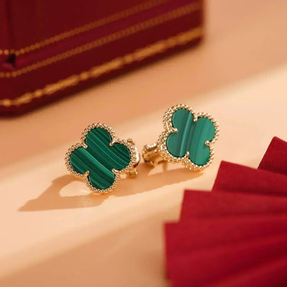 [Clover Jewelry]CLOVER MEDIUM 1 MOTIFS MALACHITE  EARRINGS