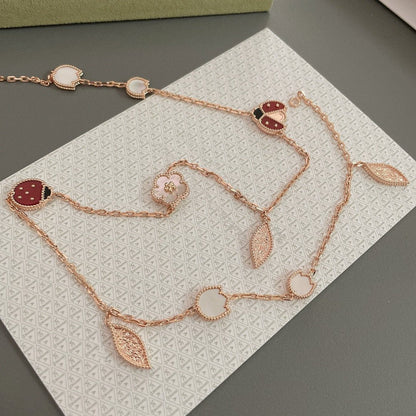 [Clover Jewelry]LUCKY SPRING 15 MOTIFS ROSE GOLD NECKLACE