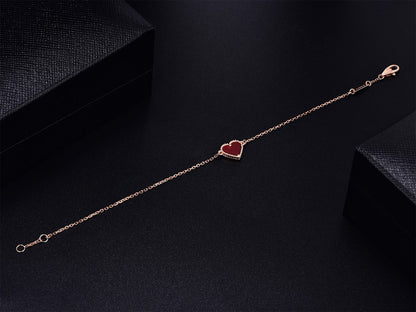 [Clover Jewelry]HEART CARNELIAN PINK GOLD BRACELET