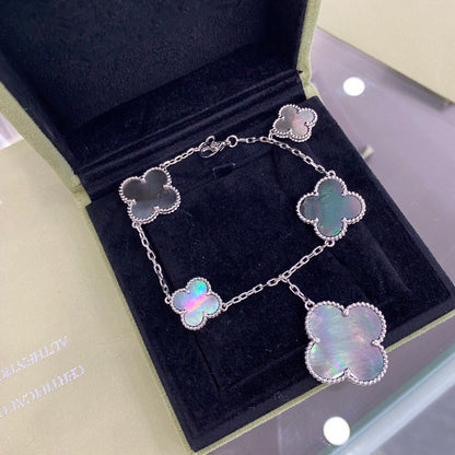 [Clover Jewelry]CLOVER 5 MOTIFS SIVLER DARK MOP BRACELET