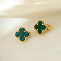 [Clover Jewelry]CLOVER MEDIUM 1 MOTIFS MALACHITE  EARRINGS