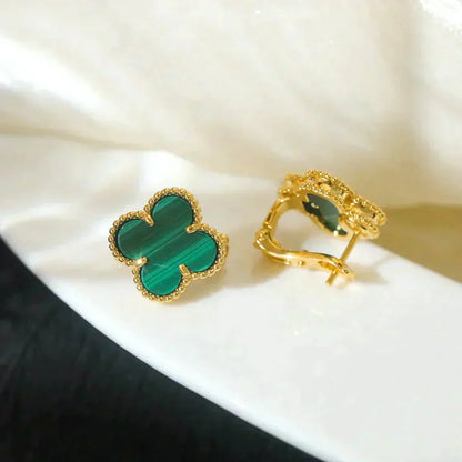 [Clover Jewelry]CLOVER MEDIUM 1 MOTIFS MALACHITE  EARRINGS