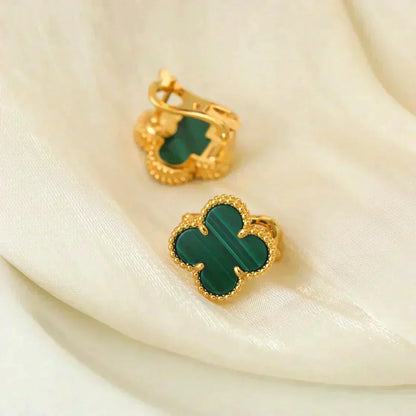 [Clover Jewelry]CLOVER MEDIUM 1 MOTIFS MALACHITE  EARRINGS