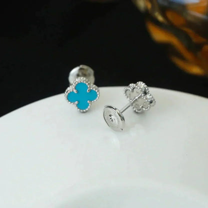 [Clover Jewelry]CLOVER MINI 9.5MM ONYX STUD EARRINGS SILVER