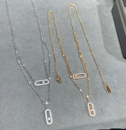 [Clover Jewelry]MOVE 2 ROW DIAMOND NECKLACE