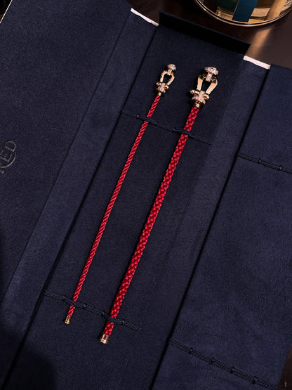 [Clover Jewelry]FORCE 10 HALF DIAMOND PINK GOLD RED CORDERI LARGE AND MEDIUM MODEL