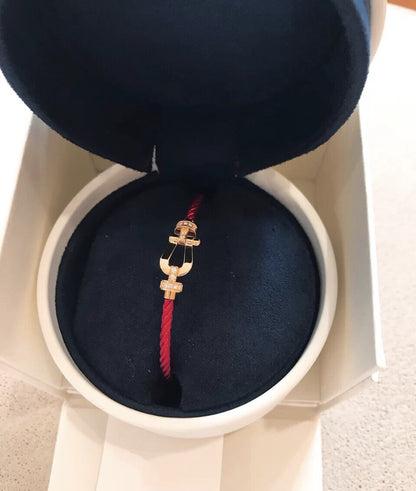 [Clover Jewelry]FORCE 10 HALF DIAMOND PINK GOLD RED CORDERI LARGE AND MEDIUM MODEL