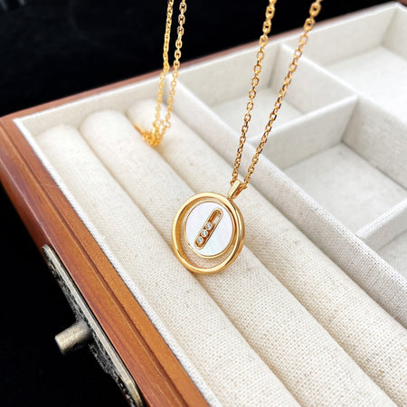 [Clover Jewelry]LUCKY MOVE MOP PINK GOLD NECKLACE