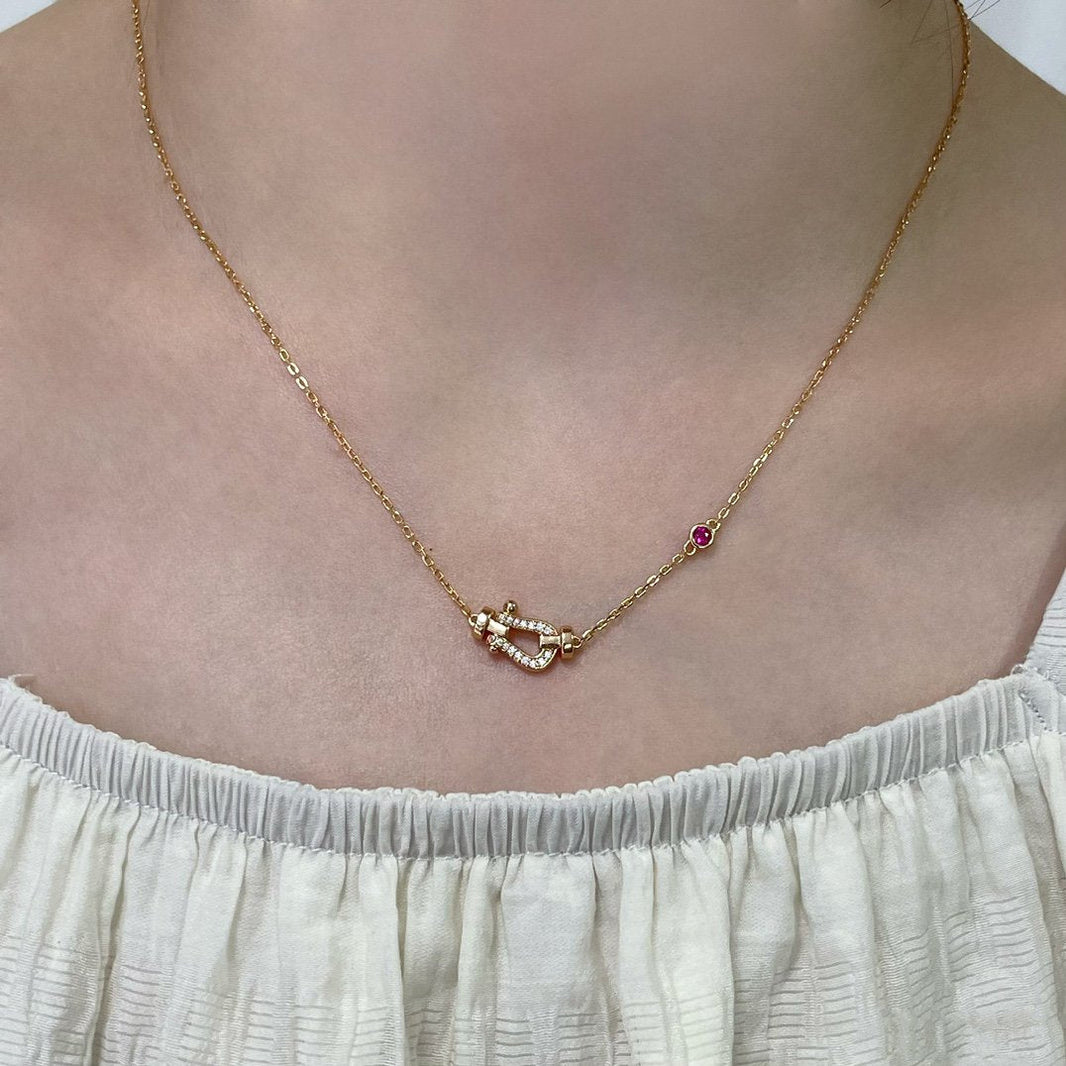 [Clover Jewelry]FORCE 10 DIAMOND PINK GOLD NECKLACE