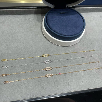 [Clover Jewelry]FORCE 10 DIAMOND CHAIN LINK PINK GOLD BRACELET